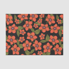 Papel De Seda Patrón de acuarela floral roja