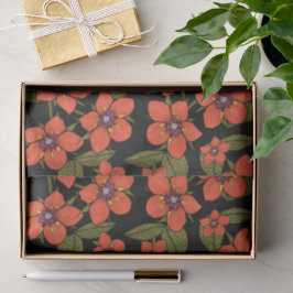 Papel De Seda Patrón de acuarela floral roja