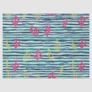 Papel De Seda Patrón de acuarela náutica retro (1)