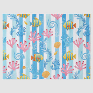 Papel De Seda Patrón de acuarela náutica retro (11)