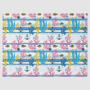 Papel De Seda Patrón de Acuarela Náutica Retro (2)