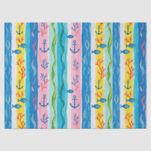 Papel De Seda Patrón de Acuarela Náutica Retro (4)