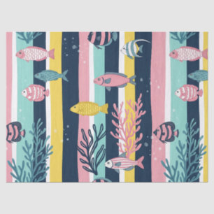 Papel De Seda Patrón de Acuarela Náutica Retro (7)