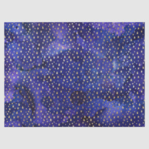 Papel De Seda Patrón de acuarela púrpura con estrellas doradas