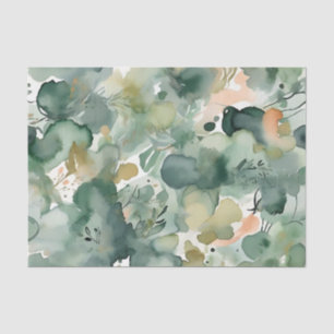 Papel De Seda Patrón de acuarela verde de sabio abstracto