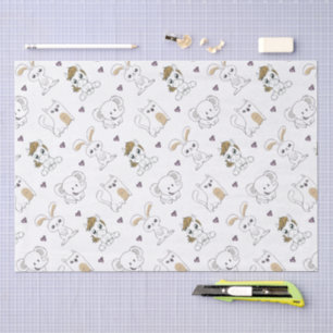 Papel De Seda Patrón de adorables animales bebés
