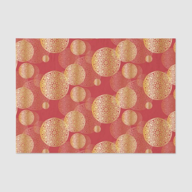 Papel De Seda Patrón de adornos orientales espléndidos dorados (Anverso)