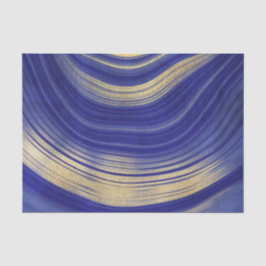 Papel De Seda patrón de ágata azul y dorada