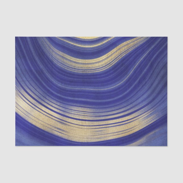 Papel De Seda Patrón de Agate azul y oro (Anverso)