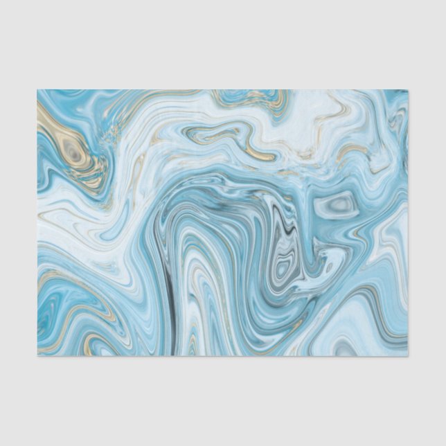 Papel De Seda Patrón de Agentes Azul y Oro 3 (Anverso)