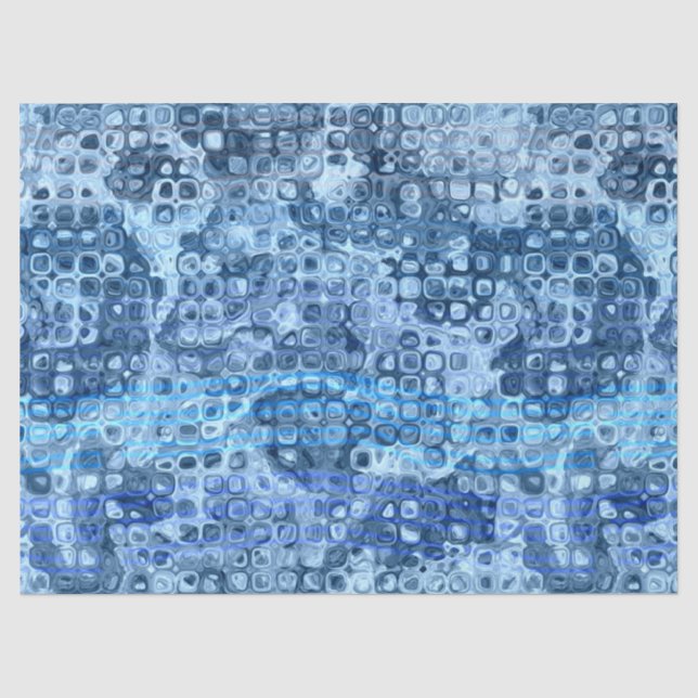 Papel De Seda Patrón de agua abstracto azul océano (Anverso)