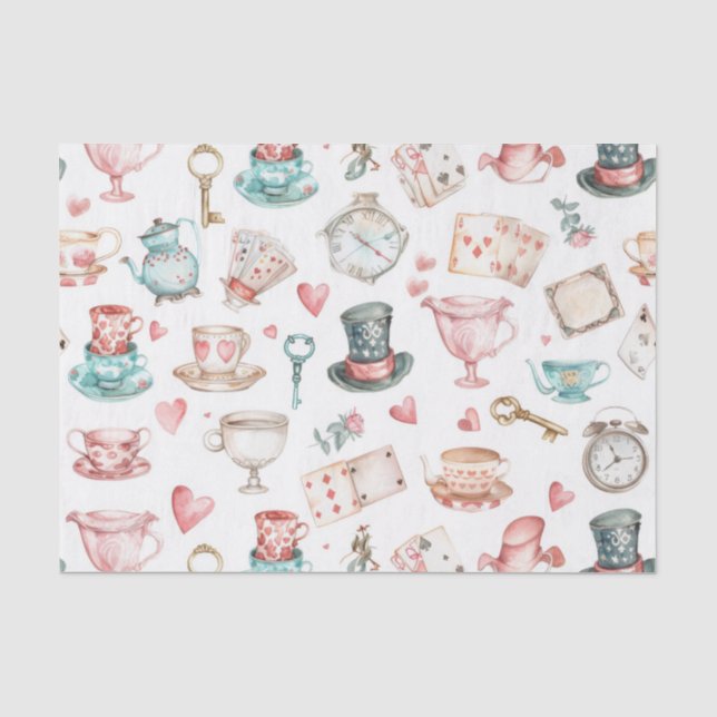 Papel De Seda Patrón de Alice acuarela (Anverso)
