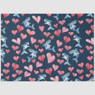 Papel De Seda Patrón de amantes de tiburones pequeños