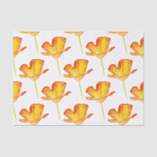 Papel De Seda Patrón de amapola CA acuarela