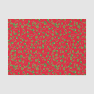 Papel De Seda Patrón de amapolas verdes en rojo a Personalizar