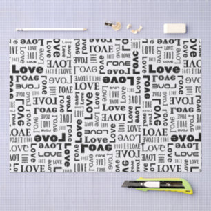 Papel De Seda Patrón de amor con letras negras