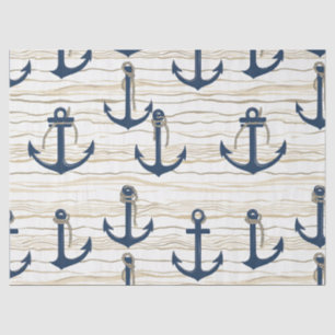 Papel De Seda Patrón de ancla náutica en madera flotante (1)
