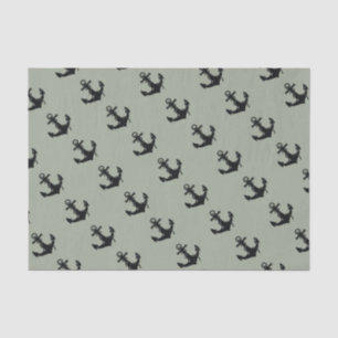 Papel De Seda Patrón de anclaje de barco negro