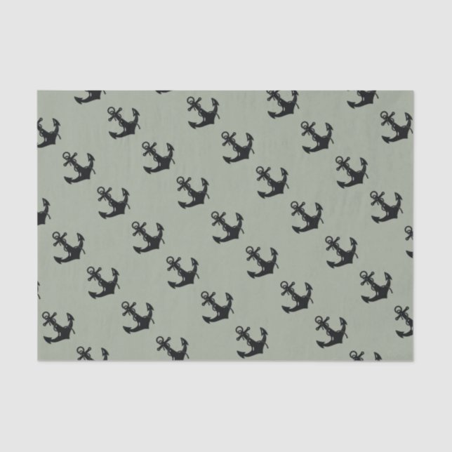 Papel De Seda Patrón de anclaje de barco negro (Anverso)