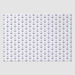 Papel De Seda Patrón de anclaje náutico azul marino