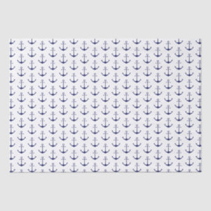 Papel De Seda Patrón de anclaje náutico azul marino