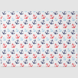 Papel De Seda Patrón de anclas náuticas rojo y azul