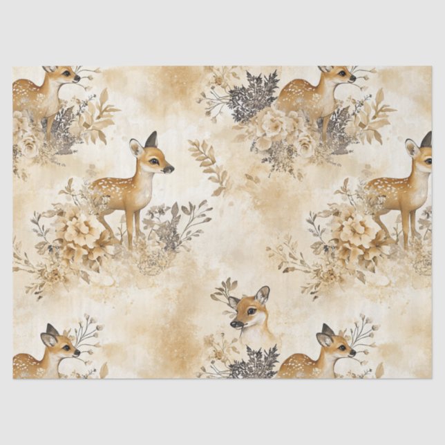 Papel De Seda Patrón de animal cervatillo del bosque (Anverso)