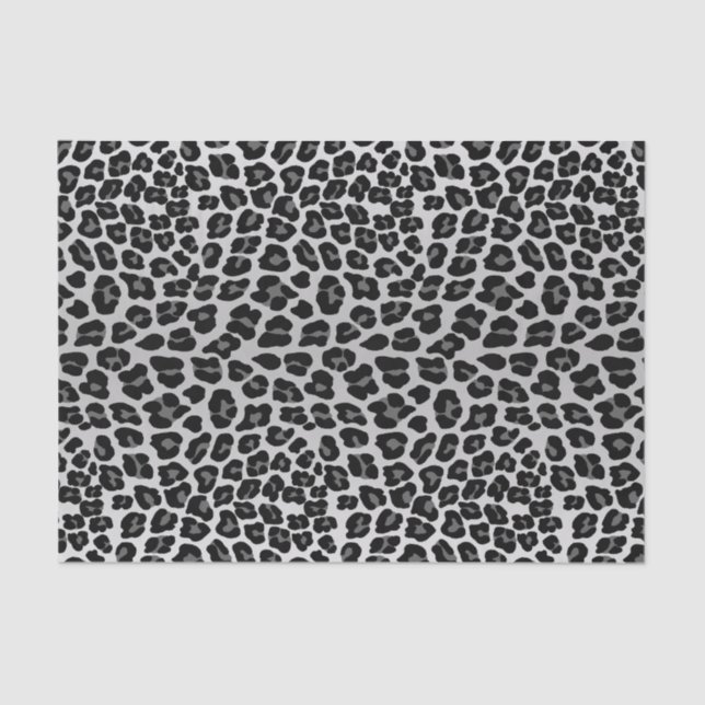 Papel De Seda Patrón de animal de leopardo de las nieves en blan (Anverso)
