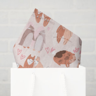 Papel De Seda Patrón de Animales Adorables enamorados
