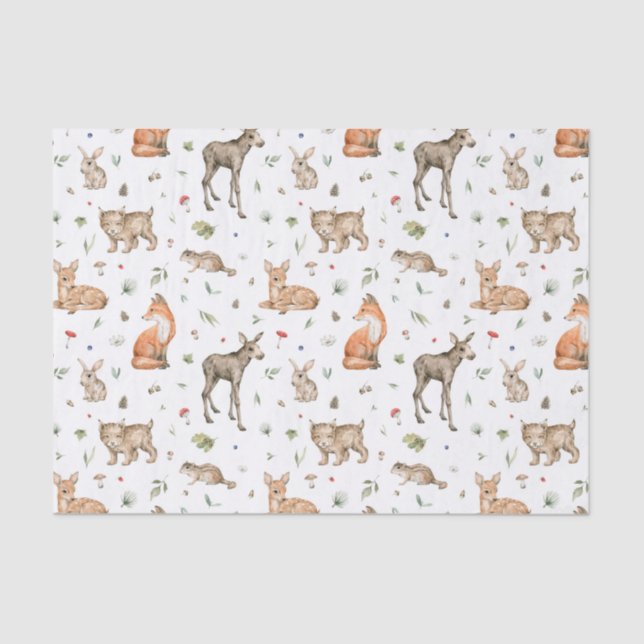 Papel De Seda Patrón de animales de bosque (Anverso)