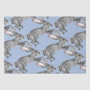 Papel De Seda Patrón de animales de conejo azul gris Baby Shower