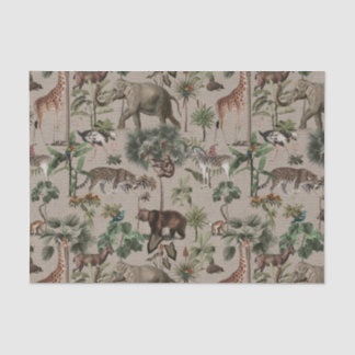 Papel De Seda Patrón de animales de Safari de la Selva Tropical