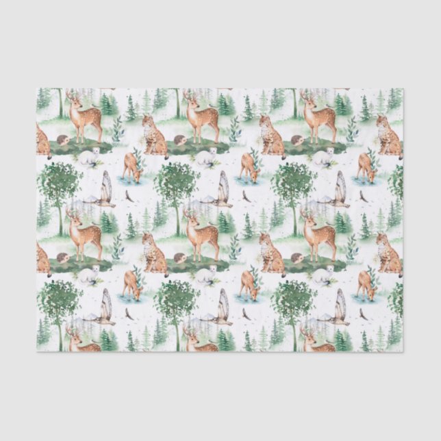 Papel De Seda Patrón de animales de Woodland Baby (Anverso)
