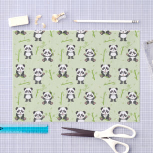 Papel De Seda Patrón de animales Kawaii de oso panda lindo y bam
