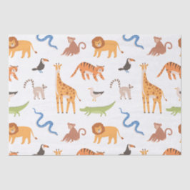 Papel De Seda Patrón de animales salvajes del Safari tropical de