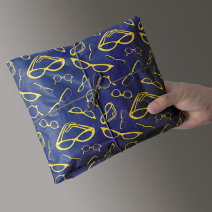 Papel De Seda Patrón De Anteojos En Azul Amarillo Y Naval