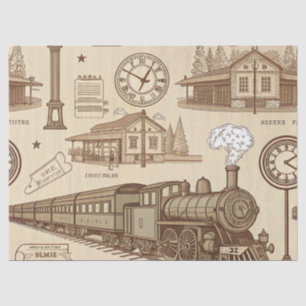 Papel De Seda Patrón de antigua estación de tren (1)