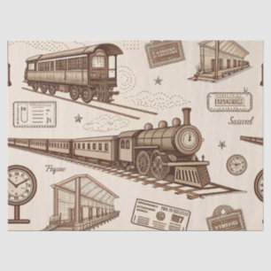 Papel De Seda Patrón de antigua estación de tren (2)