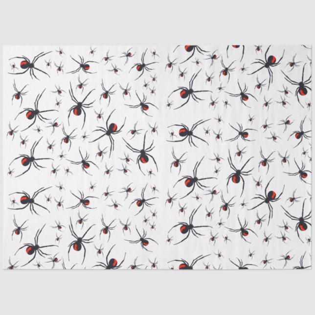 Papel De Seda Patrón de araña rojo y negro (Anverso)