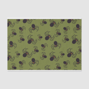 Papel De Seda Patrón de araña verde de Halloween