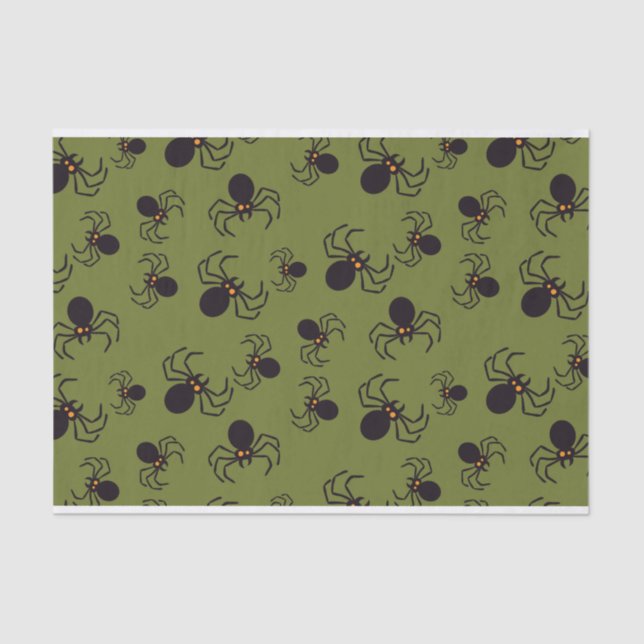 Papel De Seda Patrón de araña verde de Halloween (Anverso)