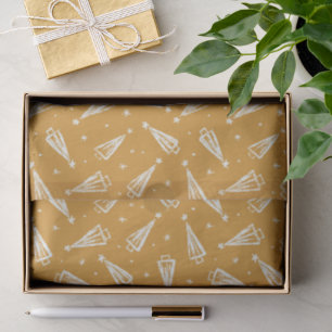 Papel De Seda Patrón de árbol amarillo para envolver regalos de