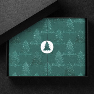 Papel De Seda Patrón de árbol clásico   Navidades Kelly Green en