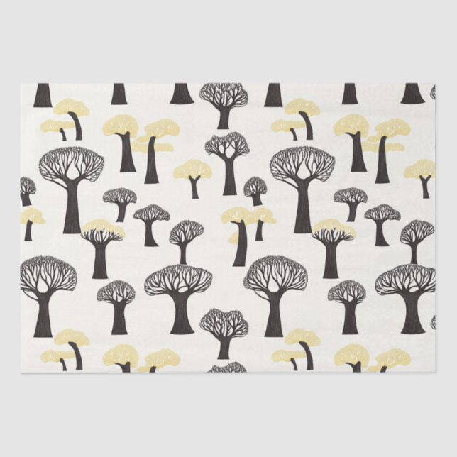 Papel De Seda Patrón de árbol de baobab caprichoso (Anverso)