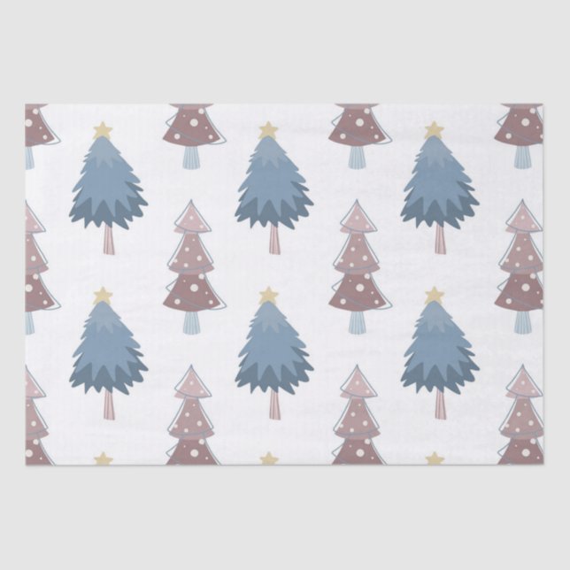 Papel De Seda patrón de árbol de Navidad (Anverso)