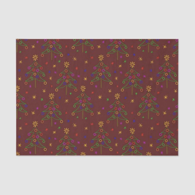 Papel De Seda Patrón de árbol de Navidad (Anverso)