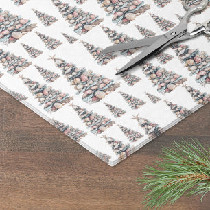 Papel De Seda Patrón de árbol de Navidad con conchas de playa