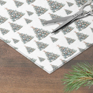Papel De Seda Patrón de árbol de Navidad con conchas de playa