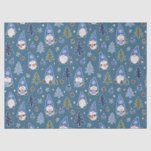 Papel De Seda Patrón de árbol de Navidad con Gnome de Navidad