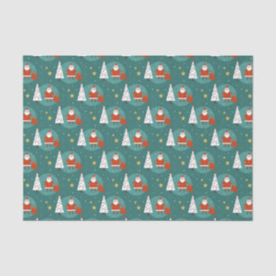 Papel De Seda Patrón de árbol de Navidad de Santa Claus lindo